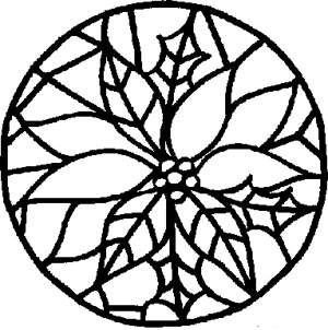 300x302 Free Kids Christmas Coloring Pages Stained Glass Poinsettia