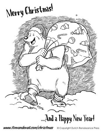 Christmas Polar Bear Coloring Page 350x453 Christmas Polar Bear Coloring Page