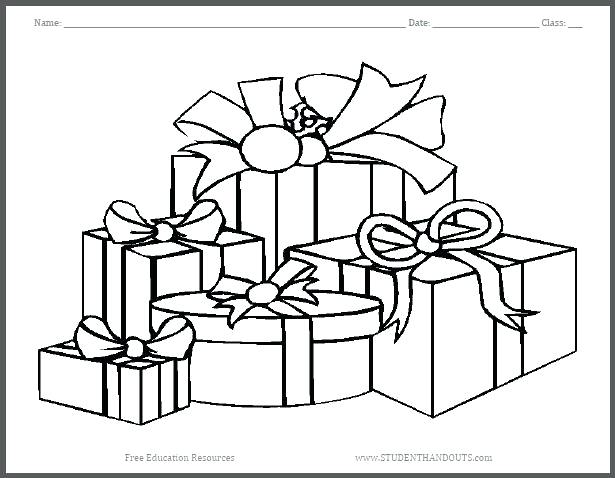 615x478 Christmas Present Coloring Pages Also Present Coloring Pages
