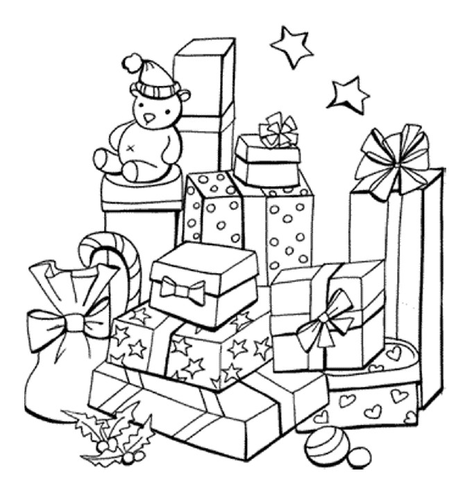 647x694 Christmas Presents Colouring In For Kids On Christmas Coloring
