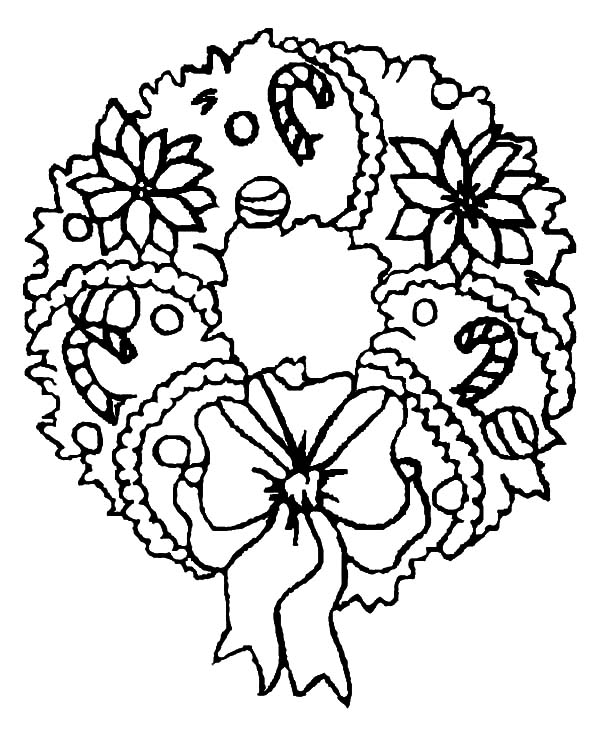 600x738 Candy Cane Christmas Wreaths Coloring Pages Coloring Sun
