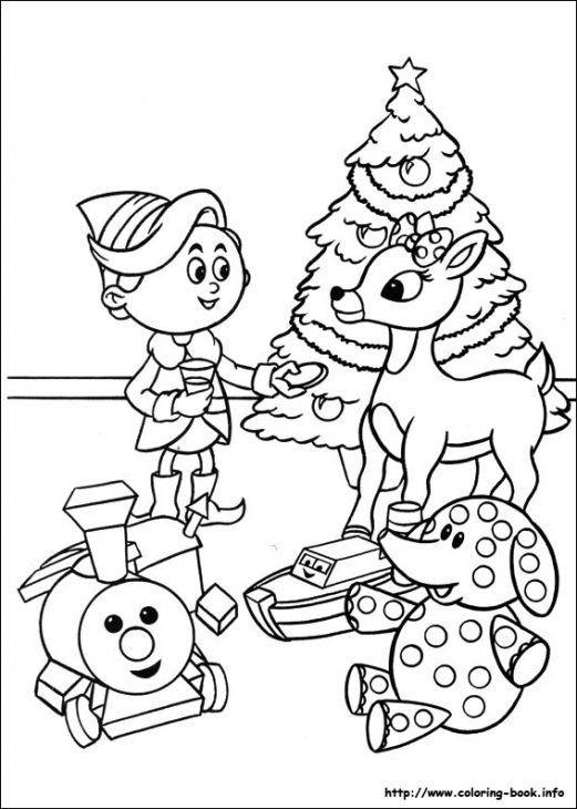 521x730 Rudolph And Hermey Celebrating Christmas Coloring Page Fun