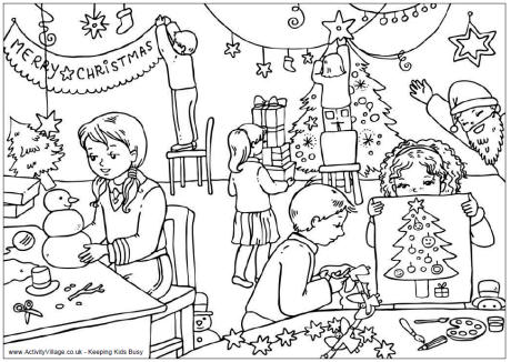 460x326 Christmas Classroom Colouring Page