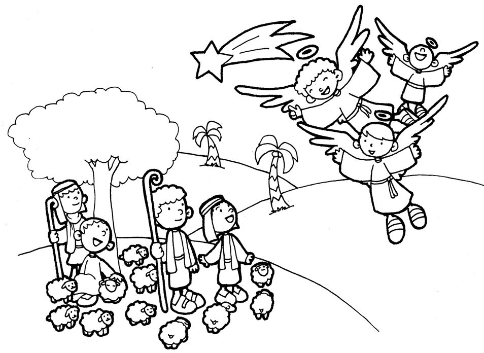 Shepherds And Angels Coloring Pages 954x696 Shepherds And Angels Coloring Pages