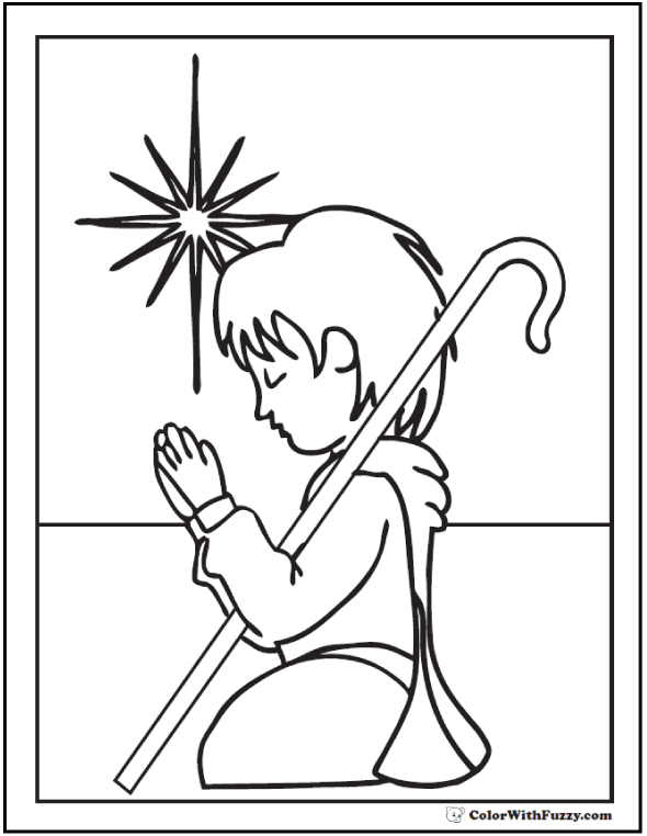 Christmas Shepherd Coloring Sheet 590x762 Christmas Shepherd Coloring Sheet
