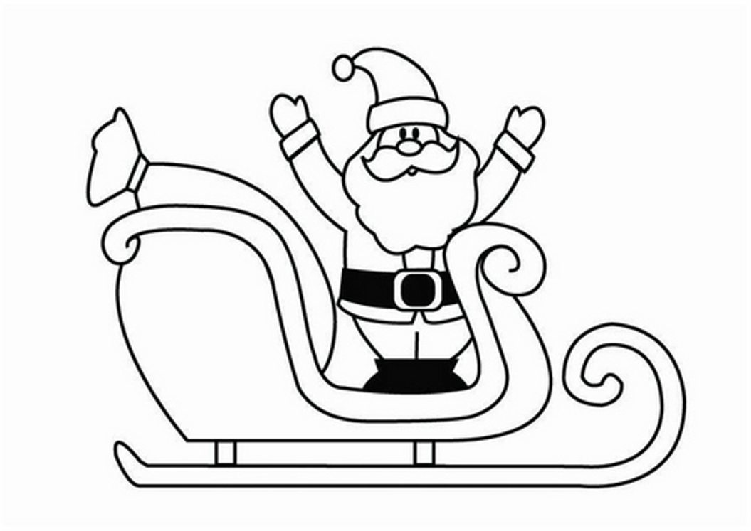 1055x747 Coloring Pages Of Santa Claus And His Sleigh Christmas Coloring