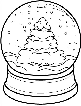 311x408 Christmas Tree Snow Globe Coloring Page Amp Coloring Book