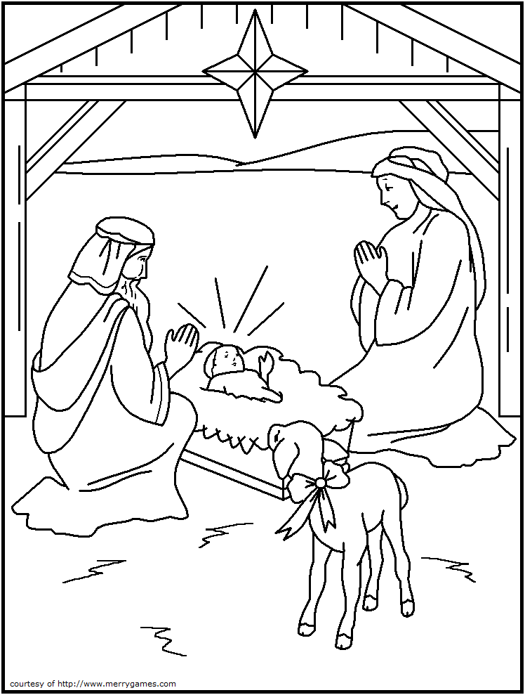 Cartoon Stable Christmas Coloring Page 748x989 Cartoon Stable Christmas Coloring Page