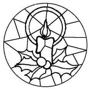 300x300 Free Kids Christmas Coloring Pages Stained Glass Candle P