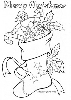 Christmas Stockings With Candy And Toys Coloring Pages 242x338 Christmas Stockings With Candy And Toys Coloring Pages