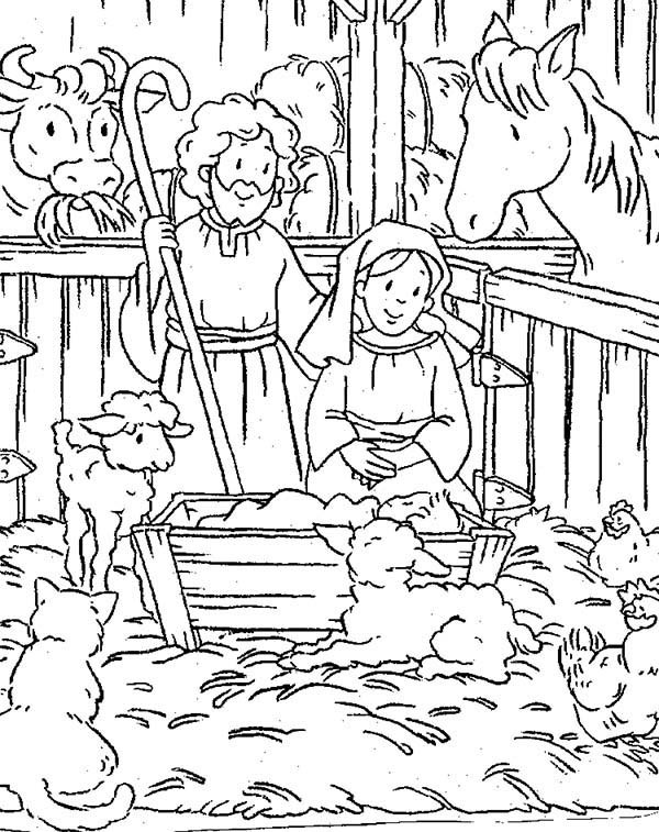 Animals Gather In Stable Where Jesus Was Born Bible Christmas 600x757 Animals Gather In Stable Where Jesus Was Born Bible Christmas