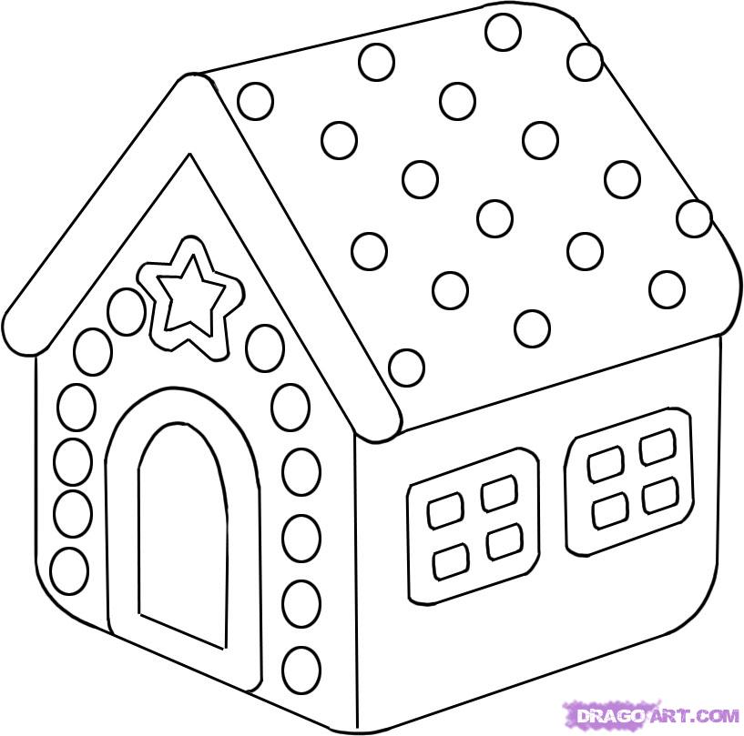 817x809 Christmas Gingerbread House Coloring Page Free Download