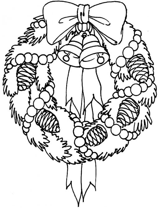 518x669 Adorable Christmas Wreath For Lovely Home Decor Coloring Pages