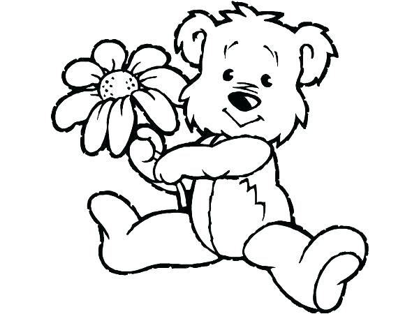 600x450 Christmas Teddy Bear Coloring Pages Free Bears With A Flower