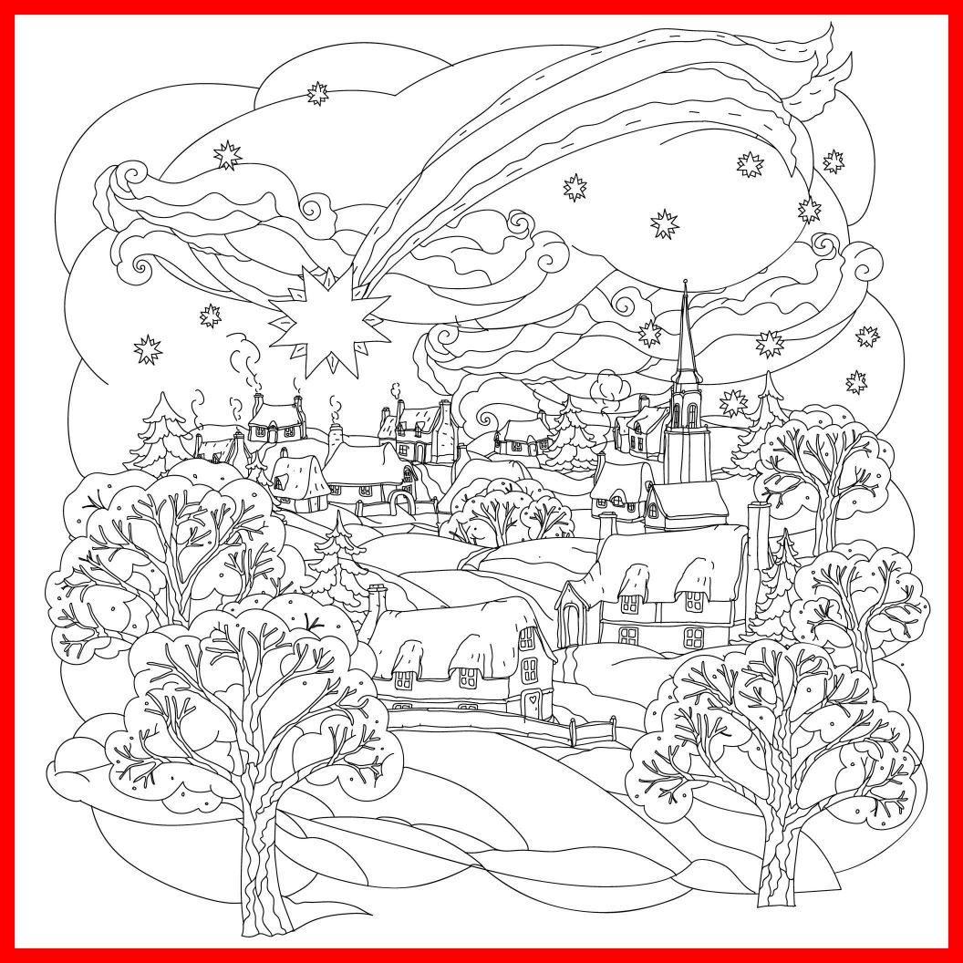 Inspiring Little Town In Winter By Mashabr Christmas Coloring 1056x1056 Inspiring Little Town In Winter By Mashabr Christmas Coloring