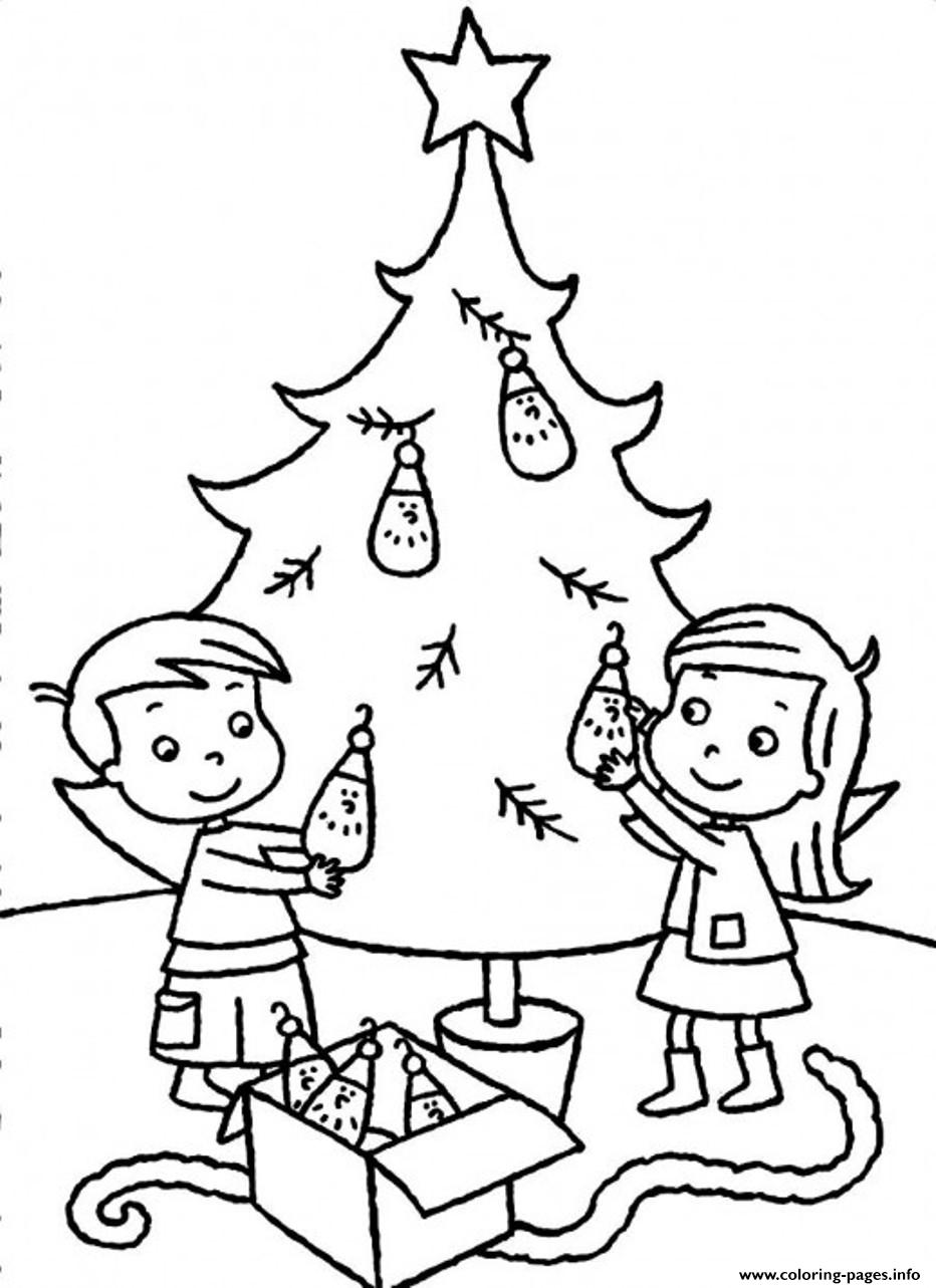 932x1283 Sibling Decorating Christmas Tree B198 Coloring Pages Printable