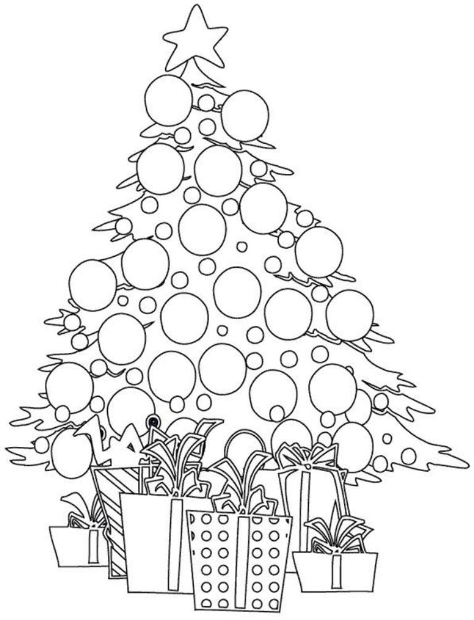 Christmas Tree With Presents Coloring Pages 1620x2118 Christmas Tree With Presents Coloring Pages