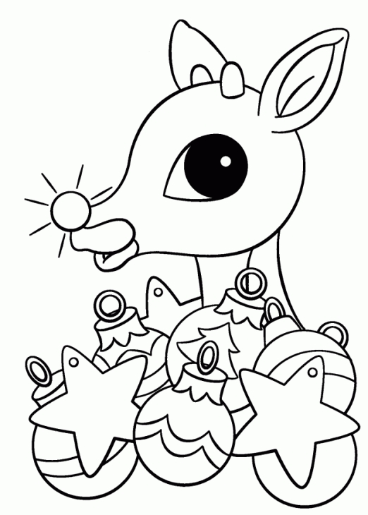 Rudolph Nose Glowing Red Near Christmas Tree Lights Coloring Page 522x730 Rudolph Nose Glowing Red Near Christmas Tree Lights Coloring Page