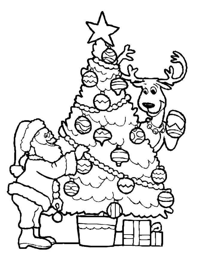 672x848 Decorating A Christmas Tree Coloring Pages