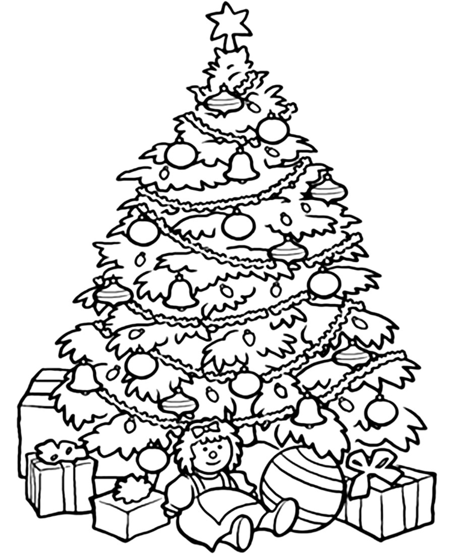 900x1104 Detailed Christmas Tree Coloring Pages