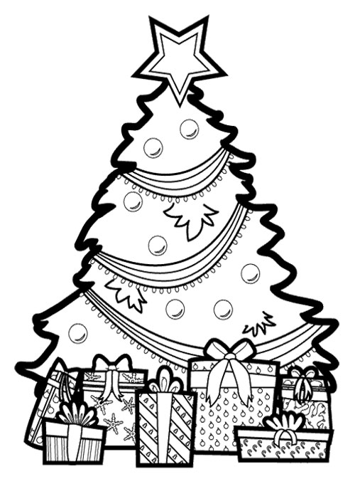 500x673 Present Under Christmas Tree Coloring Page Coloring Page For Kids