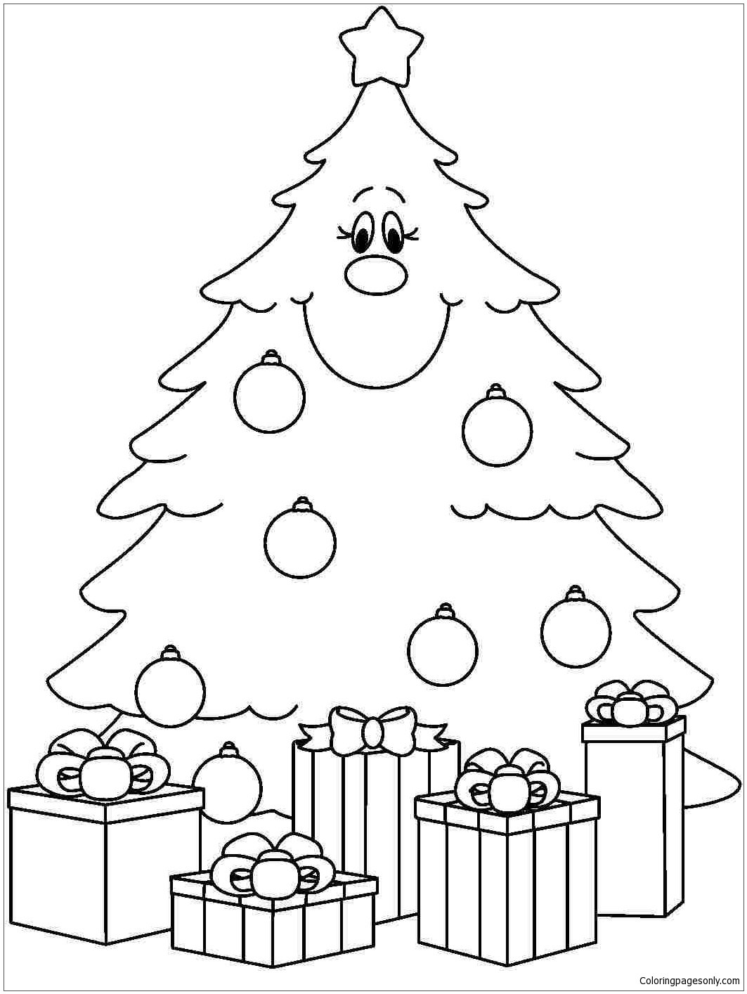 1063x1414 Awesome Christmas Tree With Presents Coloring Page Free Coloring