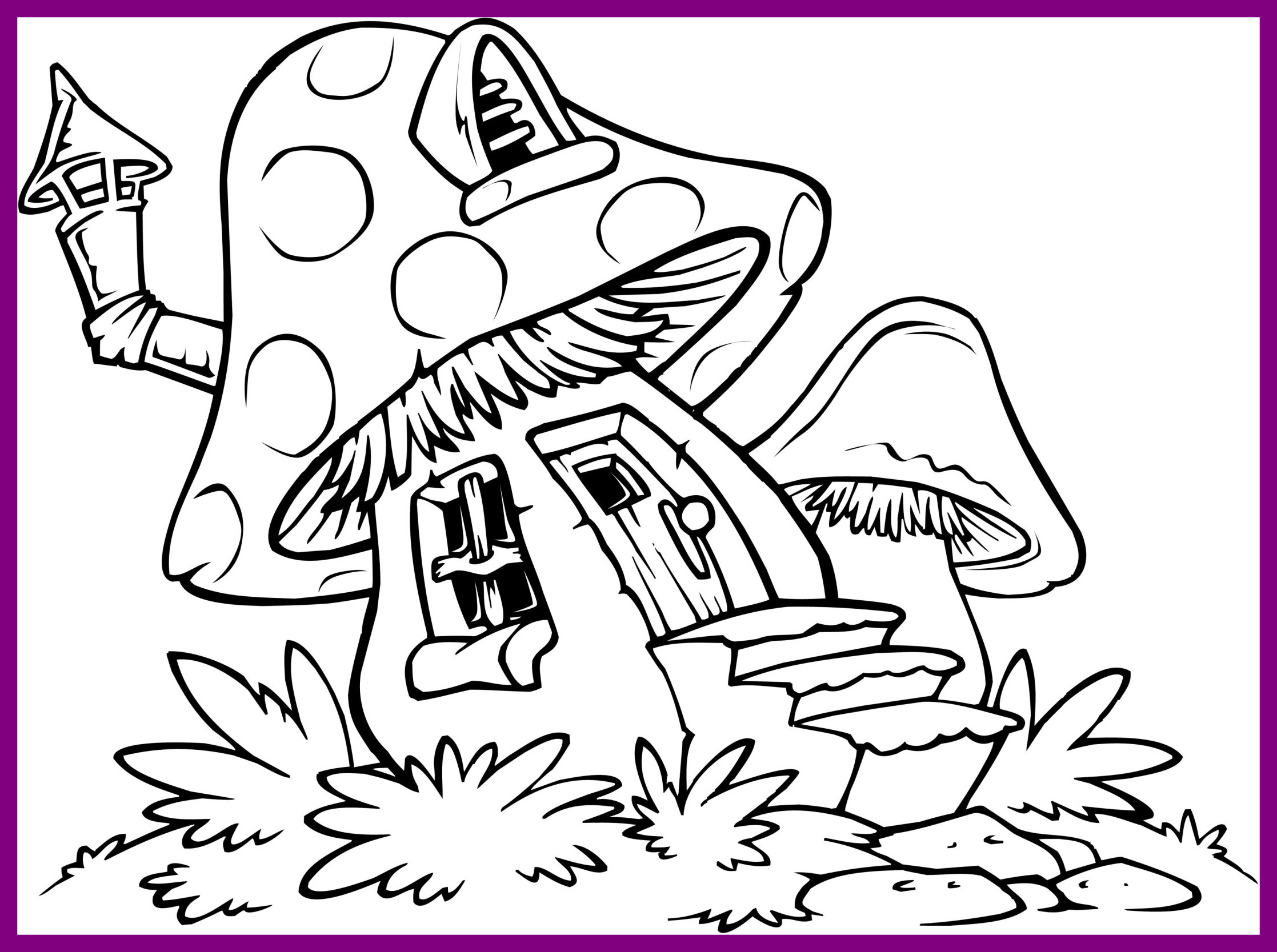 2235x1667 Fascinating Mushroom House Coloring Pages Pic For Christmas