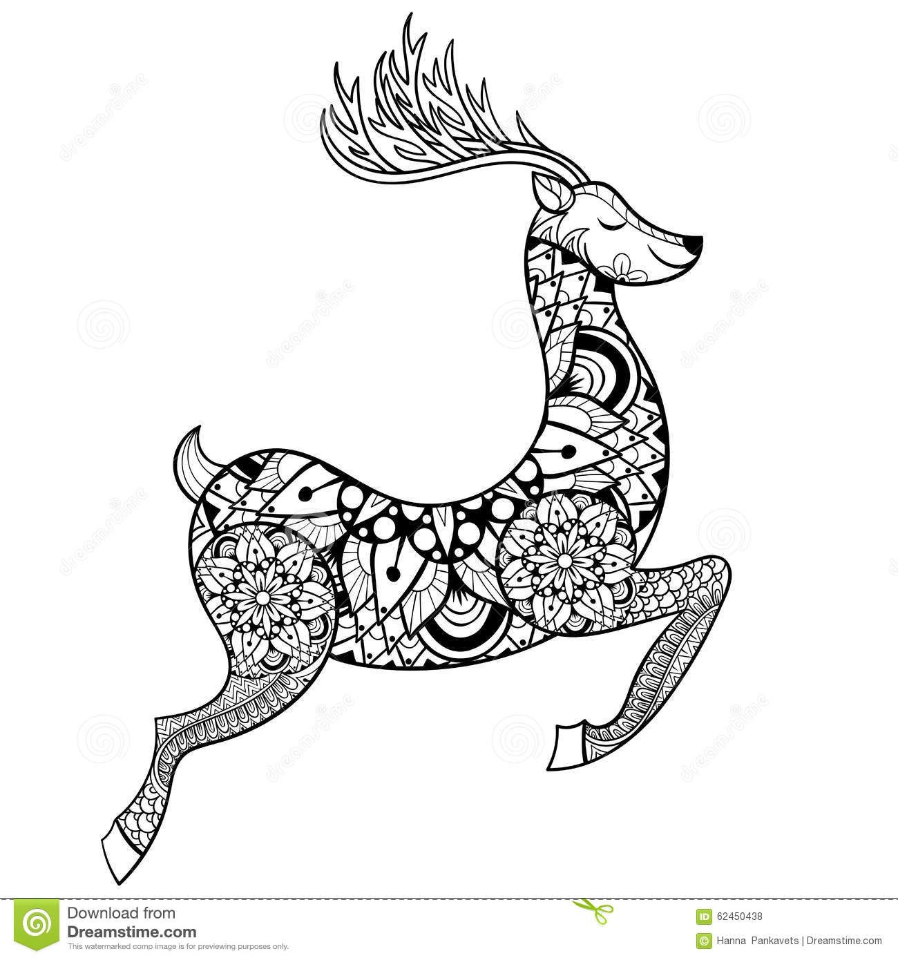 1300x1390 Zentangle Vector Reindeer For Adult Anti Stress Coloring Pages