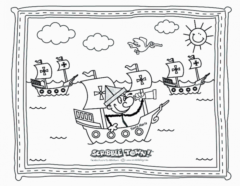 940x726 Christopher Columbus Map Coloring Pages Elly's School