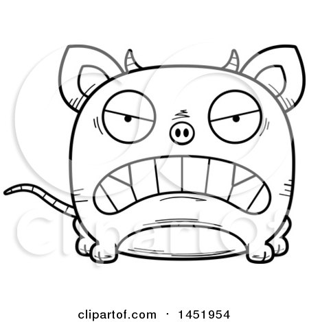 450x470 Clipart Graphic Of A Cartoon Black And White Lineart Mad