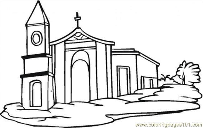 Church Coloring Page 650x412 Church Coloring Page
