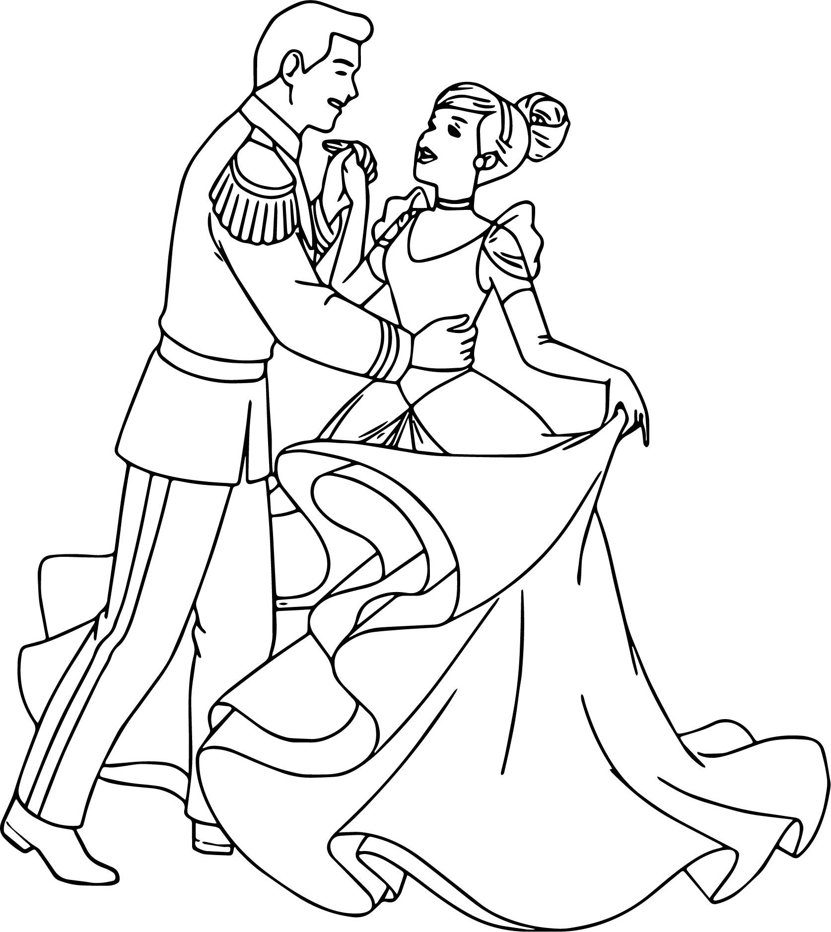 1674x1878 Cinderella And Prince Charming Dance Show Time Coloring Pages