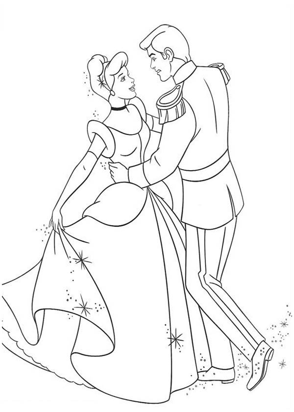 Cinderella And Prince Charming Dance In Cinderella Coloring Page 600x840 Cinderella And Prince Charming Dance In Cinderella Coloring Page