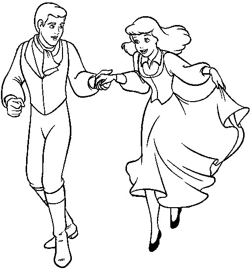 Cinderella With Her Prince Coloring Pages 510x550 Cinderella With Her Prince Coloring Pages