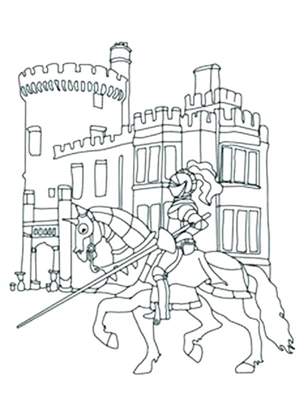 600x773 Disney Castle Coloring Pages Free And Princess Knights In Front