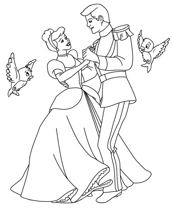 Beautiful Cinderella Dance With Prince In Disney Coloring Pages 600x776 Beautiful Cinderella Dance With Prince In Disney Coloring Pages