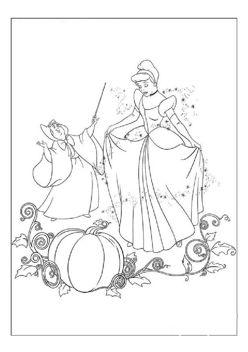 Cinderella And Fairy Godmother's Magic Coloring Pages 826x1169 Cinderella And Fairy Godmother's Magic Coloring Pages