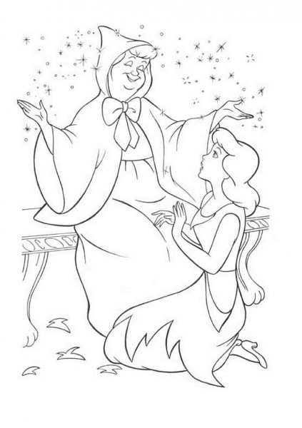 Fairy Godmother And Cinderella Coloring Pages Free Coloring 423x600 Fairy Godmother And Cinderella Coloring Pages Free Coloring