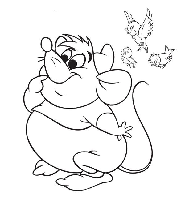 Cinderella Mice And Bird Coloring Page, Gus Gus Color Disney 600x721 Cinderella Mice And Bird Coloring Page, Gus Gus Color Disney