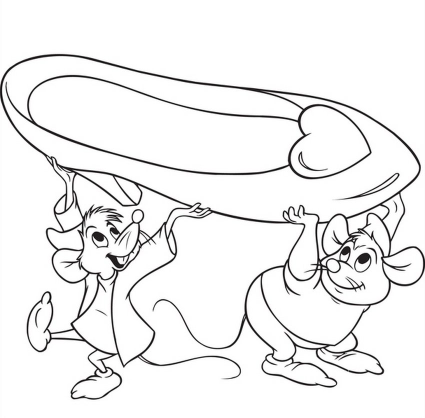 Mice Lifting The Shoes Coloring Page Cinderella Pages 850x836 Mice Lifting The Shoes Coloring Page Cinderella Pages