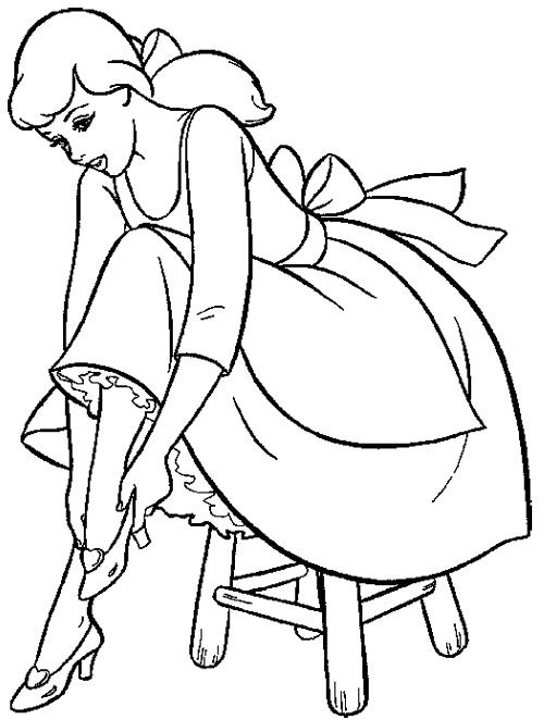 500x662 Cinderella Trying The Shoes Coloring Page Disney Cinderella