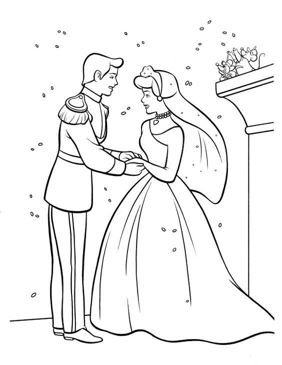 Cinderella Wedding Coloring Pages