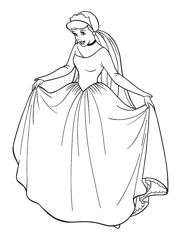 600x796 Cinderella In Her Wedding Dress In Cinderella Coloring Page