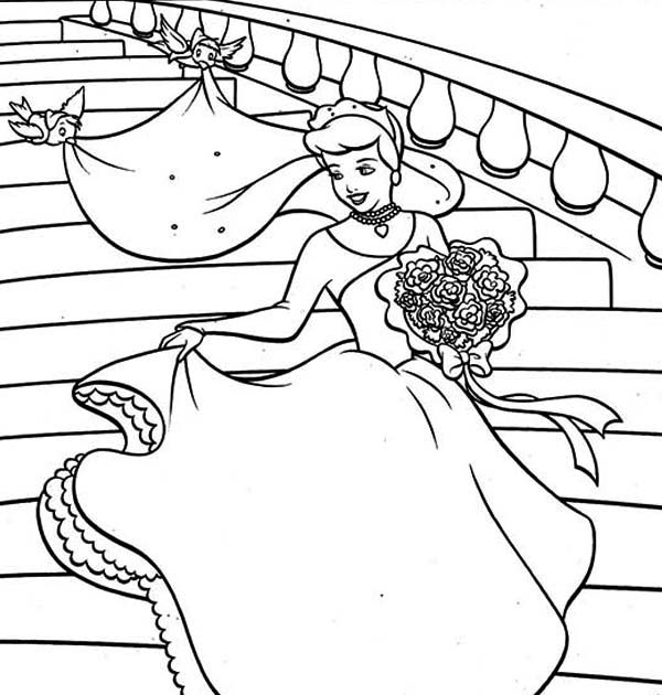600x630 Cinderella In Wedding Dress Coloring Page Coloring Sun