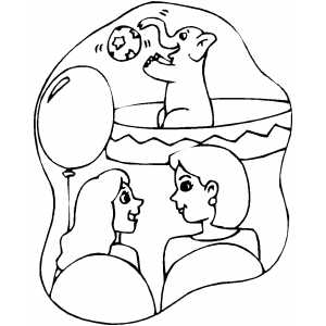 300x300 Circus Elephant Sitting And Playing With Ball Coloring Page