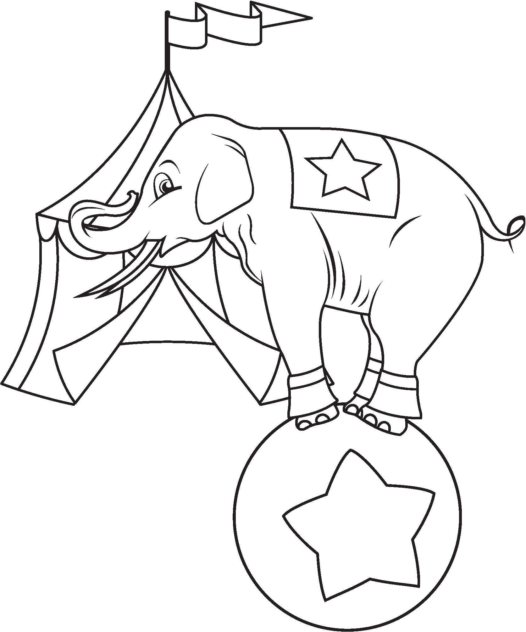 1673x2009 Circus Elephant Coloring Page