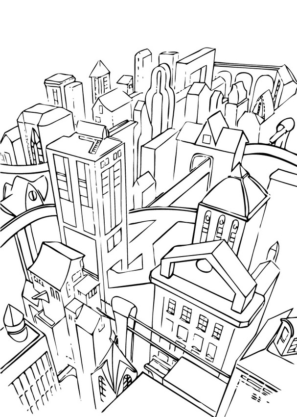 Gotham City Coloring Pages 607x850 Gotham City Coloring Pages