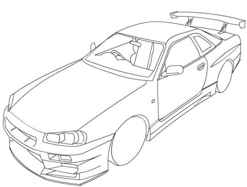 480x364 Skyline Coloring Pages Nissan Skyline R34 Coloring Page Free