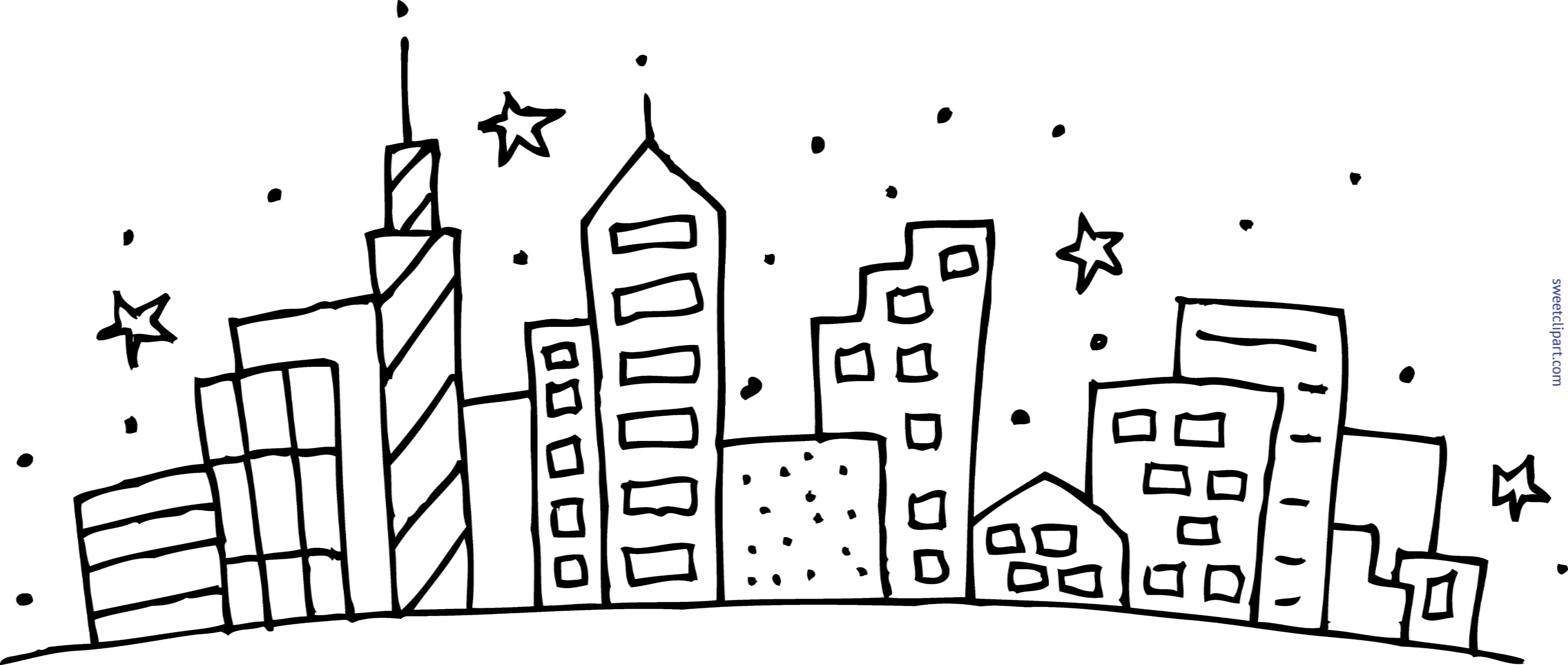 Cityscape Coloring Page Clip Art 7779x3298 Cityscape Coloring Page Clip Art
