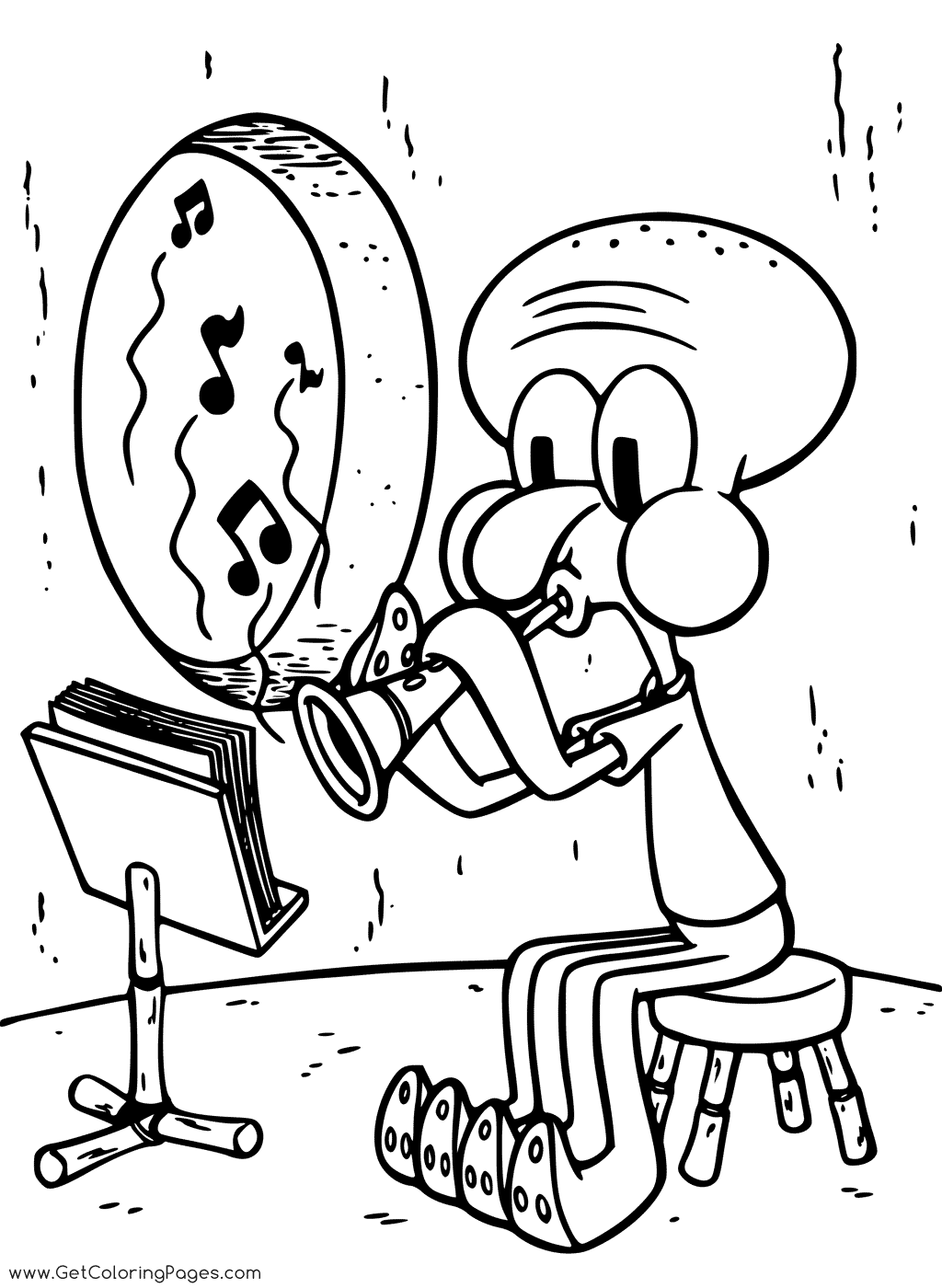 1024x1400 Squidward Playing Clarinet Coloring Page